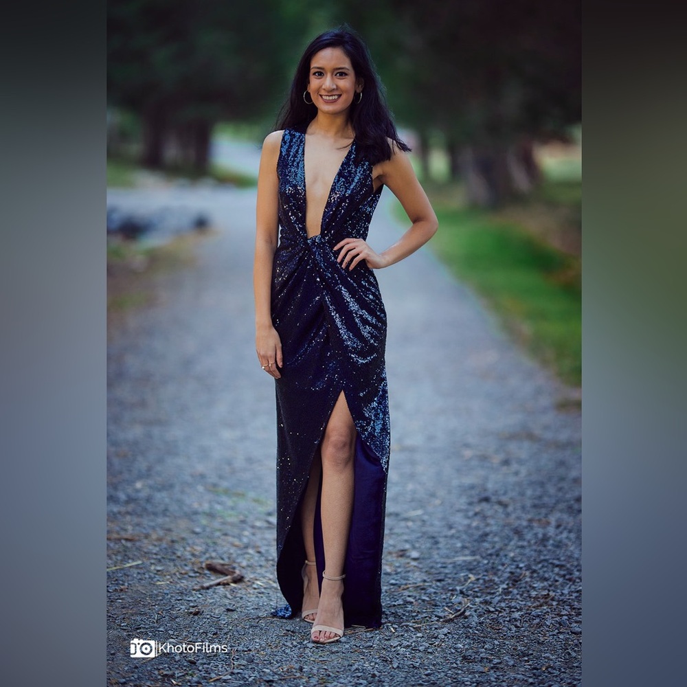 Showpo Navy Blue Sequin Dress